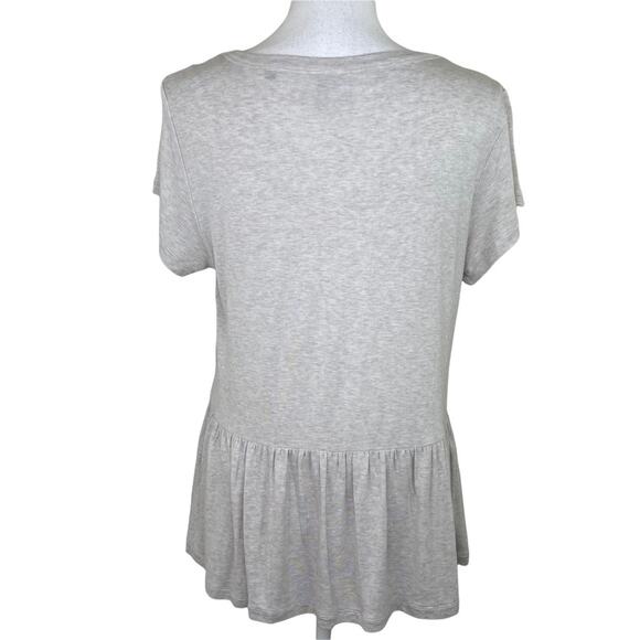 CAbi Women's #5326 Heathered Cream Hangout Tee Shirt Peplum Short Sleeve Size M - Picture 2 of 6